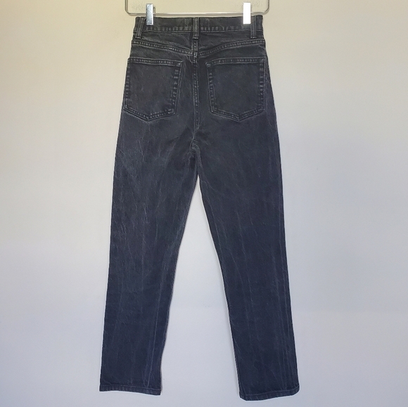 Reformation High Rise Slim Straight Leg Faded Black Organic Cotton Jeans 24 - Picture 12 of 13